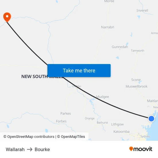Wallarah to Bourke map