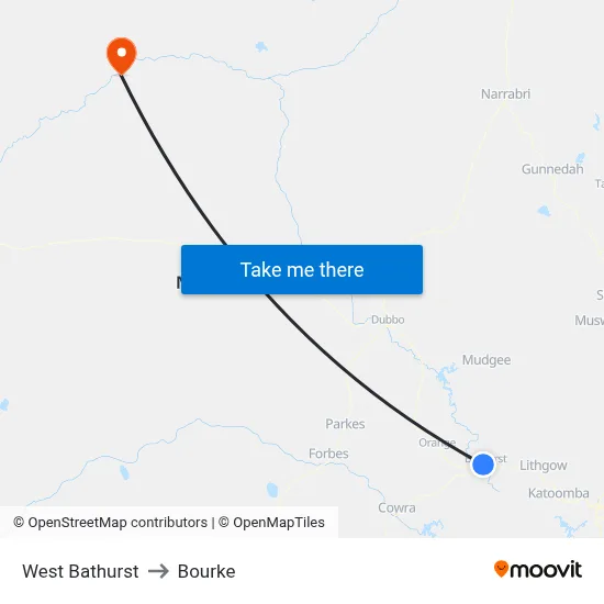 West Bathurst to Bourke map