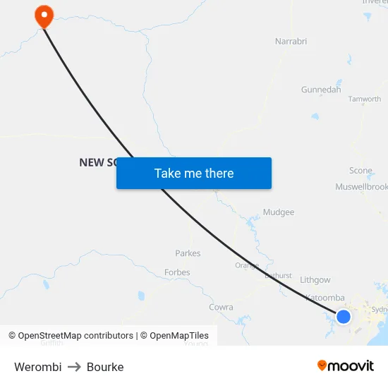 Werombi to Bourke map