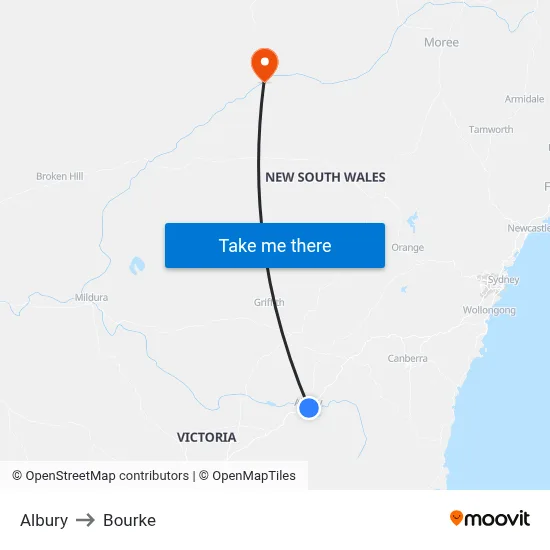 Albury to Bourke map