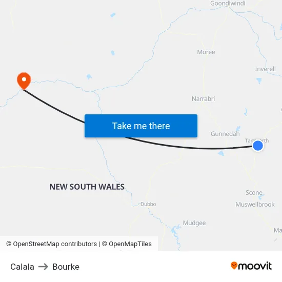 Calala to Bourke map