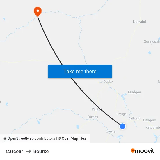 Carcoar to Bourke map
