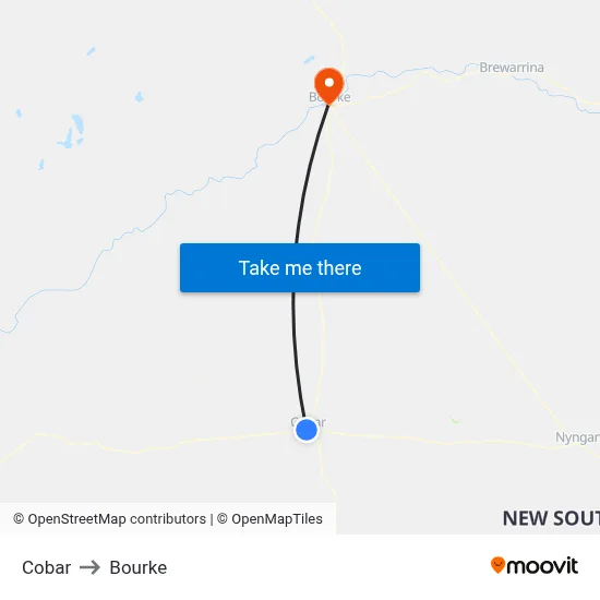 Cobar to Bourke map