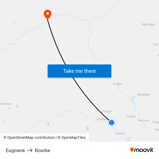 Eugowra to Bourke map