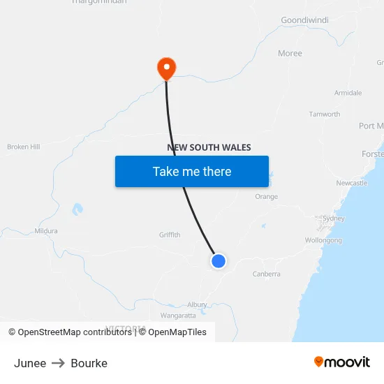 Junee to Bourke map