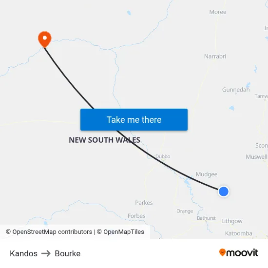 Kandos to Bourke map