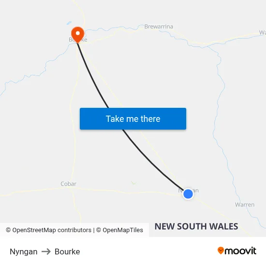 Nyngan to Bourke map