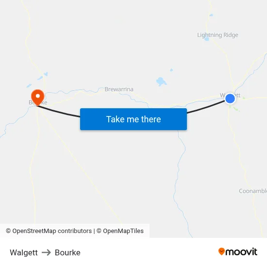 Walgett to Bourke map