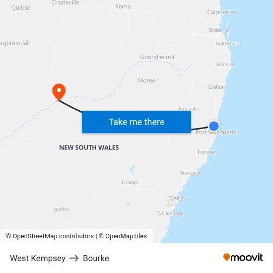 West Kempsey to Bourke map