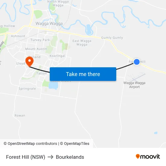 Forest Hill (NSW) to Bourkelands map