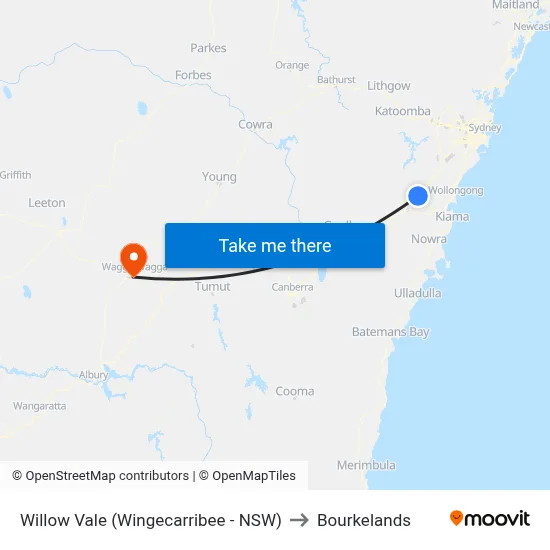 Willow Vale (Wingecarribee - NSW) to Bourkelands map
