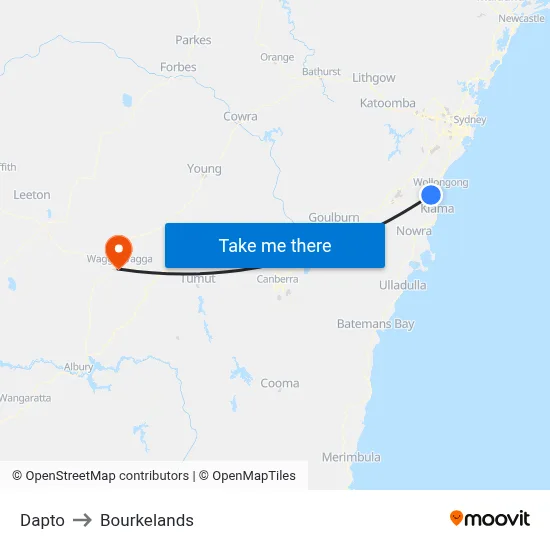 Dapto to Bourkelands map