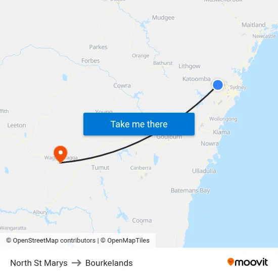 North St Marys to Bourkelands map