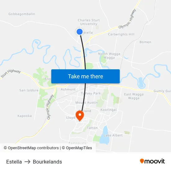 Estella to Bourkelands map