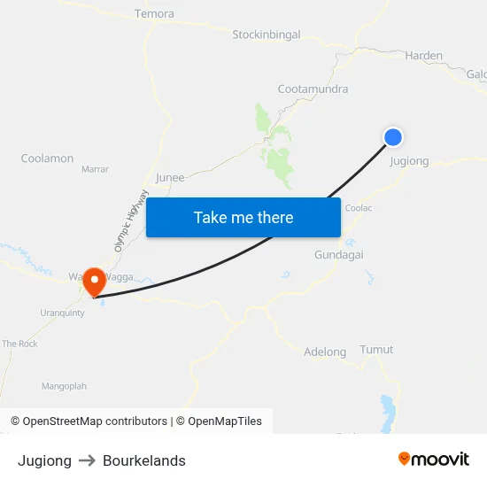 Jugiong to Bourkelands map