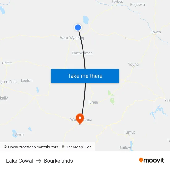 Lake Cowal to Bourkelands map