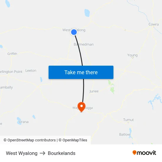 West Wyalong to Bourkelands map