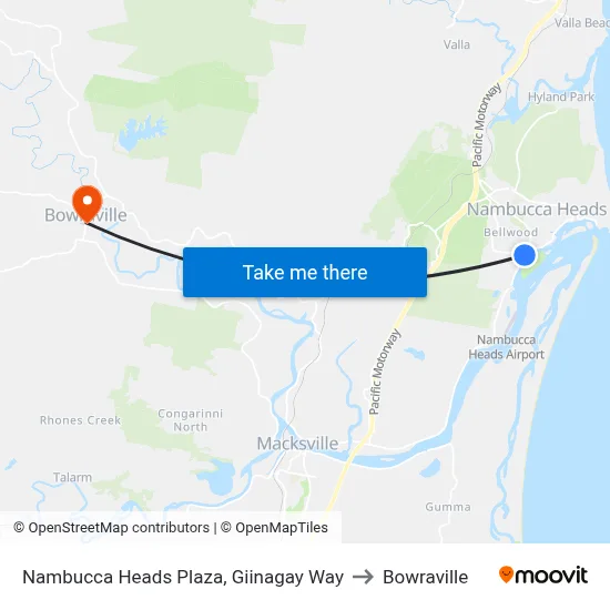 Nambucca Heads Plaza, Giinagay Way to Bowraville map