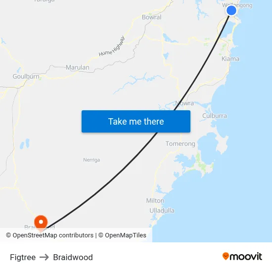 Figtree to Braidwood map