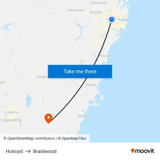 Holroyd to Braidwood map
