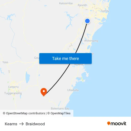 Kearns to Braidwood map