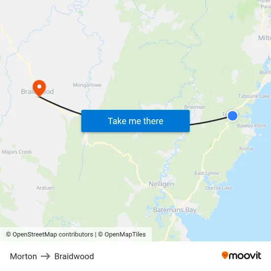 Morton to Braidwood map