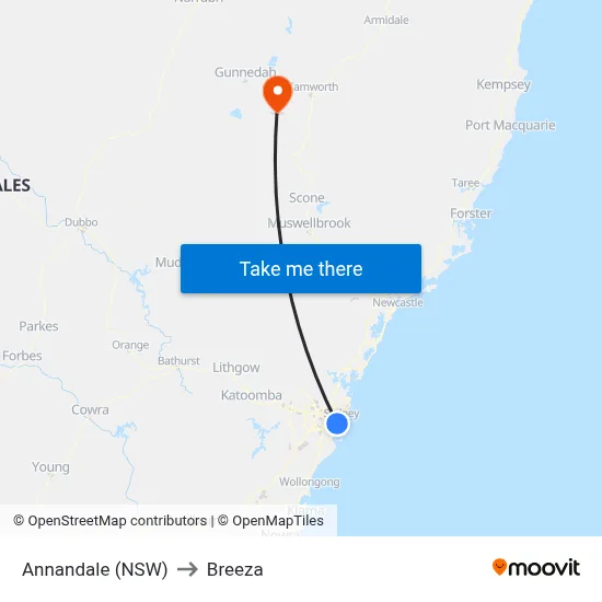 Annandale (NSW) to Breeza map