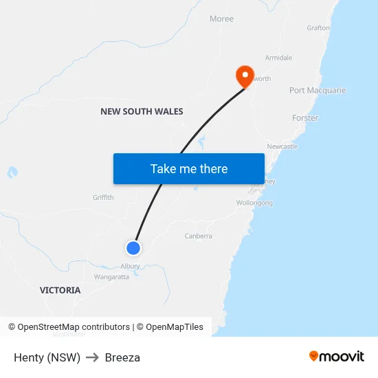 Henty (NSW) to Breeza map