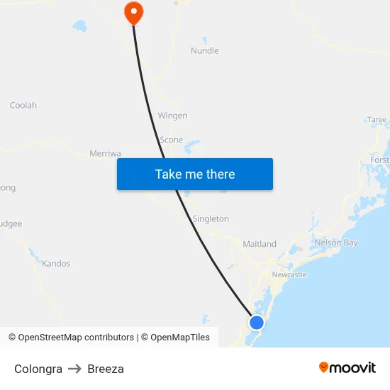 Colongra to Breeza map