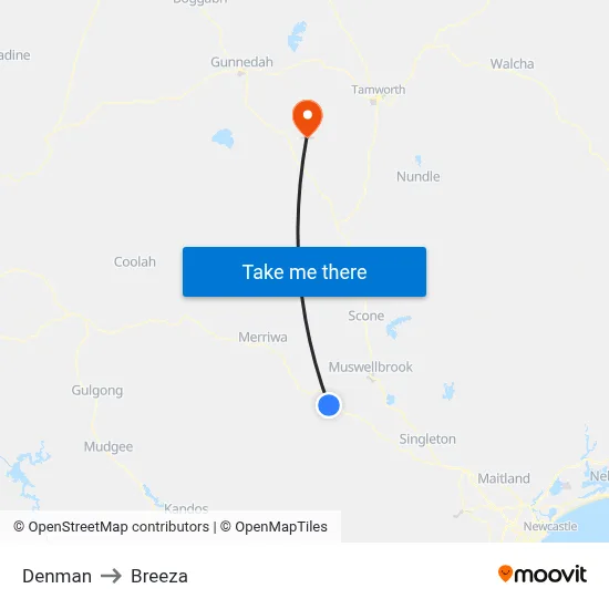 Denman to Breeza map