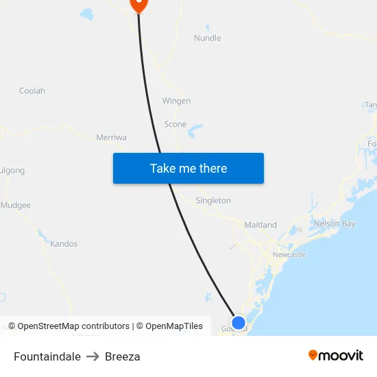 Fountaindale to Breeza map