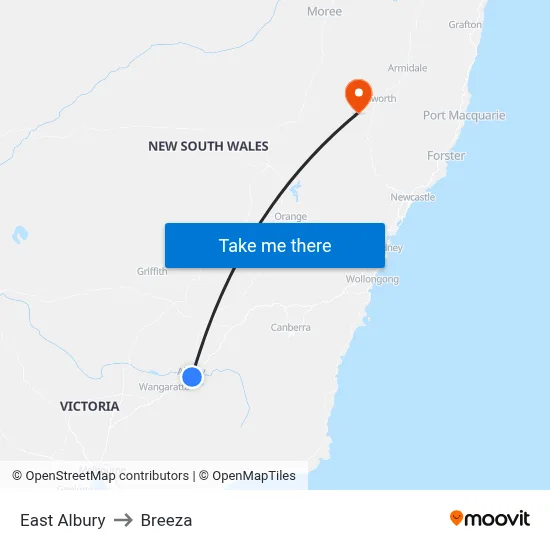 East Albury to Breeza map