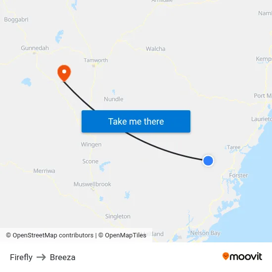 Firefly to Breeza map