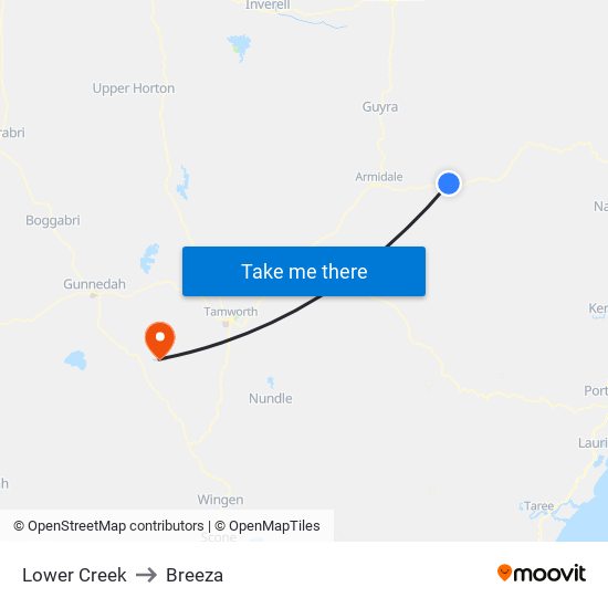 Lower Creek to Breeza map