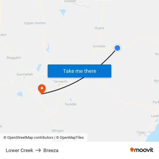 Lower Creek to Breeza map
