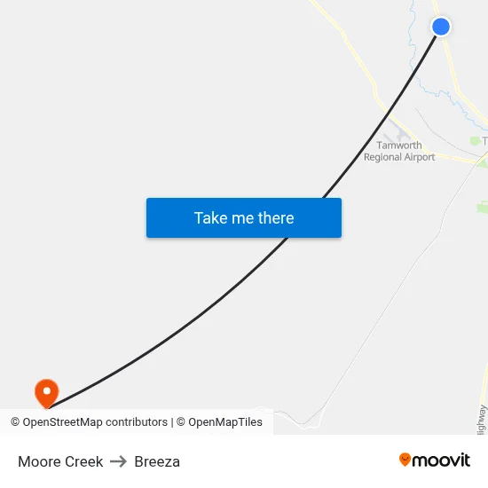 Moore Creek to Breeza map