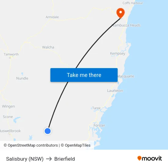 Salisbury (NSW) to Brierfield map