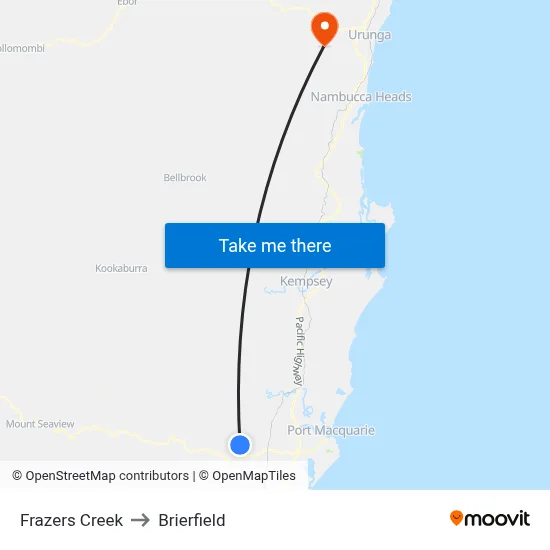 Frazers Creek to Brierfield map