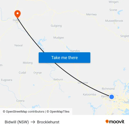 Bidwill (NSW) to Brocklehurst map