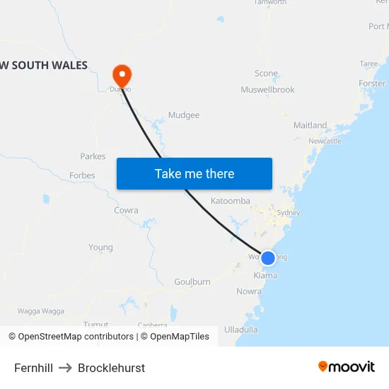 Fernhill to Brocklehurst map