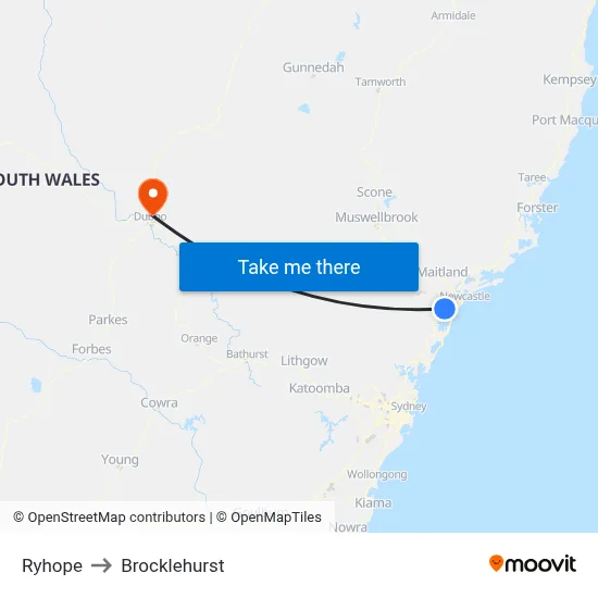 Ryhope to Brocklehurst map