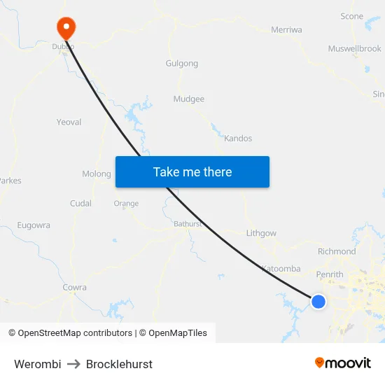 Werombi to Brocklehurst map