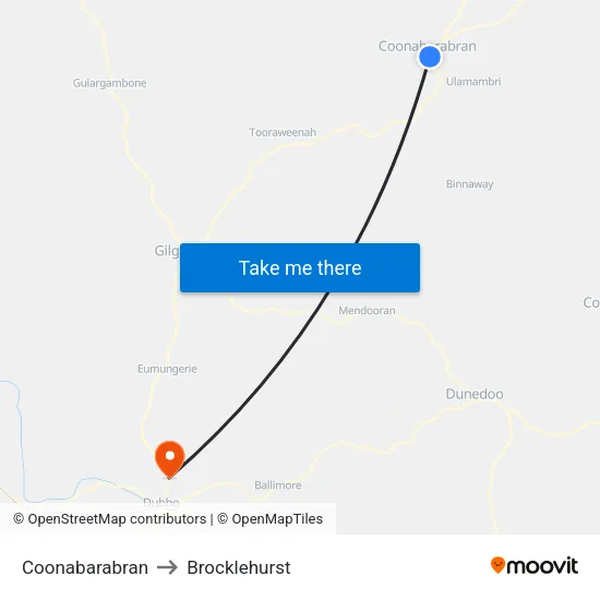 Coonabarabran to Brocklehurst map