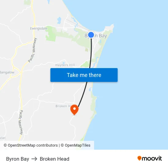 Byron Bay to Broken Head map