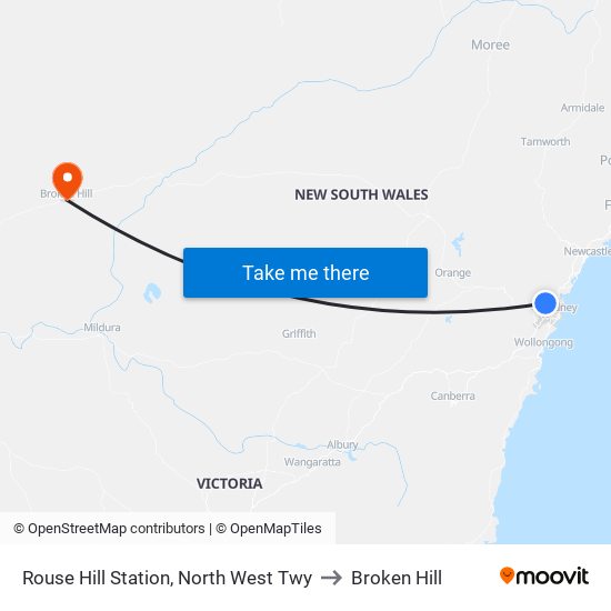 Rouse Hill Station, North West Twy to Broken Hill map