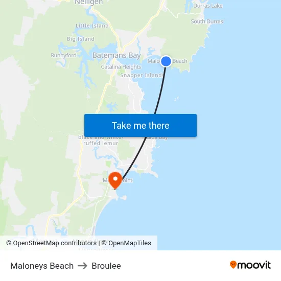 Maloneys Beach to Broulee map