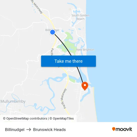 Billinudgel to Brunswick Heads map