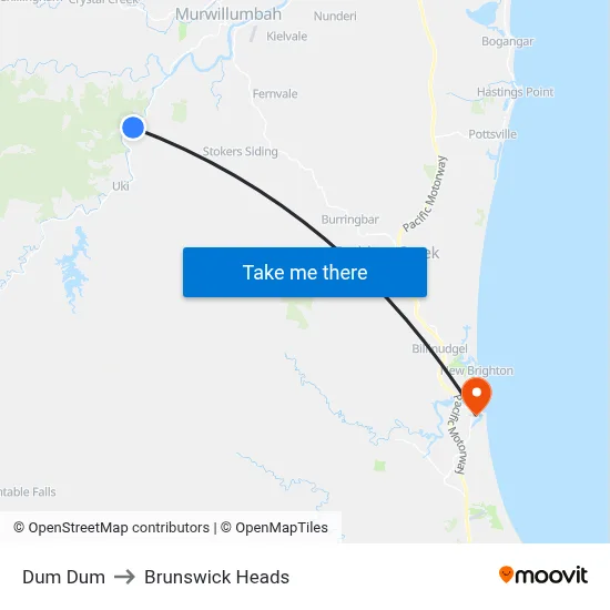 Dum Dum to Brunswick Heads map