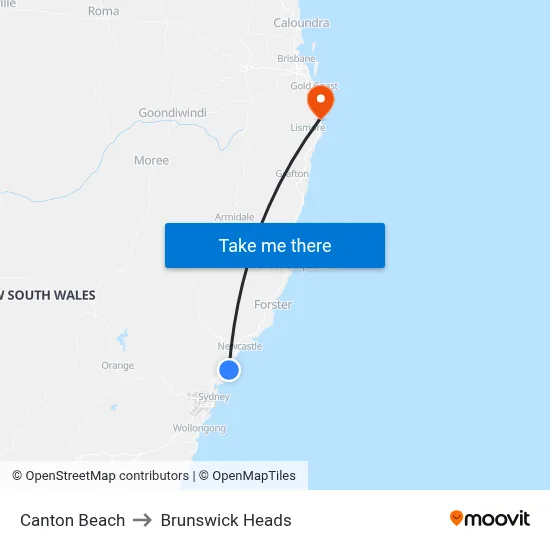 Canton Beach to Brunswick Heads map
