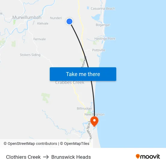 Clothiers Creek to Brunswick Heads map